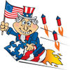 Uncle Sam Waving A Flag And Riding A Rocket On Independence Day