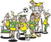 Group Of Athletes In Yellow And Green Uniforms