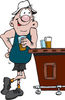 Happy Man Leaning Against A Bar And Drinking Beer