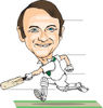 Male Caricature Playing Cricket