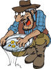 Dirty Old Gold Miner Finding Nuggets In His Tray