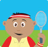 Sporty Hispanic Boy Playing Tennis