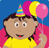 Hispanic Birthday Girl Holding Balloons