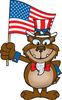 Patriotic Uncle Sam Bear Waving An American Flag On Independence Day