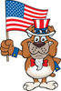 Patriotic Uncle Sam Bulldog Waving An American Flag On Independence Day