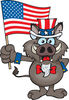 Patriotic Uncle Sam Boar Waving An American Flag On Independence Day