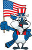 Patriotic Uncle Sam Blue Jay Waving An American Flag On Independence Day