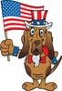 Patriotic Uncle Sam Bloodhound Waving An American Flag On Independence Day