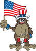 Patriotic Uncle Sam Ape Waving An American Flag On Independence Day