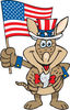 Patriotic Uncle Sam Armadillo Waving An American Flag On Independence Day