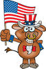 Patriotic Uncle Sam Bull Waving An American Flag On Independence Day