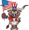 Patriotic Uncle Sam Steer Waving An American Flag On Independence Day