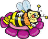 Honey Bee Character Relaxing On A Purple Flower