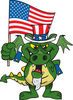 Patriotic Uncle Sam Dragon Waving An American Flag On Independence Day