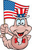 Patriotic Uncle Sam Worm Waving An American Flag On Independence Day