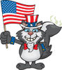 Patriotic Uncle Sam Skunk Waving An American Flag On Independence Day