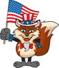 Patriotic Uncle Sam Fox Waving An American Flag On Independence Day