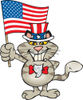 Patriotic Uncle Sam Cat Waving An American Flag On Independence Day