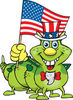 Patriotic Uncle Sam Caterpillar Waving An American Flag On Independence Day