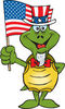 Patriotic Uncle Sam Turtle Waving An American Flag On Independence Day