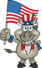 Patriotic Uncle Sam Donkey Waving An American Flag On Independence Day