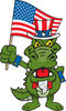 Patriotic Uncle Sam Alligator Waving An American Flag On Independence Day