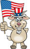 Patriotic Uncle Sam Goat Waving An American Flag On Independence Day