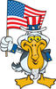 Patriotic Uncle Sam Pelican Waving An American Flag On Independence Day