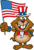 Patriotic Uncle Sam Gopher Waving An American Flag On Independence Day