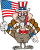 Patriotic Uncle Sam Turkey Waving An American Flag On Independence Day