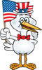 Patriotic Uncle Sam Stork Waving An American Flag On Independence Day