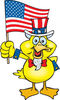 Patriotic Uncle Sam Duck Waving An American Flag On Independence Day