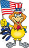 Patriotic Uncle Sam Rooster Waving An American Flag On Independence Day