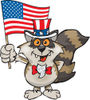 Patriotic Uncle Sam Raccoon Waving An American Flag On Independence Day