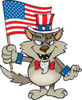 Patriotic Uncle Sam Wolf Waving An American Flag On Independence Day
