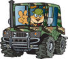 Sparky Dog Character Soldier Driving A Hummer