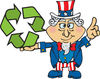 American Uncle Sam Holding Green Recycle Arrows