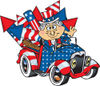 American Uncle Sam Driving A Ute With Rockets In The Back