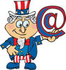 American Uncle Sam Holding An Arobase At Email Symbol