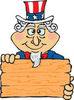 American Uncle Sam Holding A Blank Wooden Sign