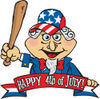 American Uncle Sam Holding A Wooden Baseball Bat