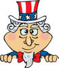 American Uncle Sam Looking Over A Wall