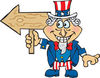 American Uncle Sam Holding A Blank Wood Arrow Sign