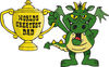 Dragon Character Holding A Golden Worlds Greatest Dad Trophy