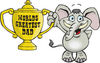 Elephant Character Holding A Golden Worlds Greatest Dad Trophy