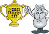 Dugong Character Holding A Golden Worlds Greatest Dad Trophy