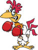 Red And White Rooster Character Boxing
