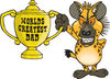Hyena Character Holding A Golden Worlds Greatest Dad Trophy