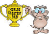 Mole Character Holding A Golden Worlds Greatest Dad Trophy