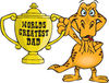 Goanna Lizard Character Holding A Golden Worlds Greatest Dad Trophy